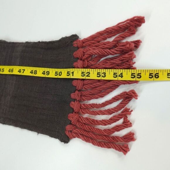 LemLem Scarf Womens Brown Gauzy Fringe Liya Kebede Artisan Woven Boho Lagenlook - Picture 10 of 10